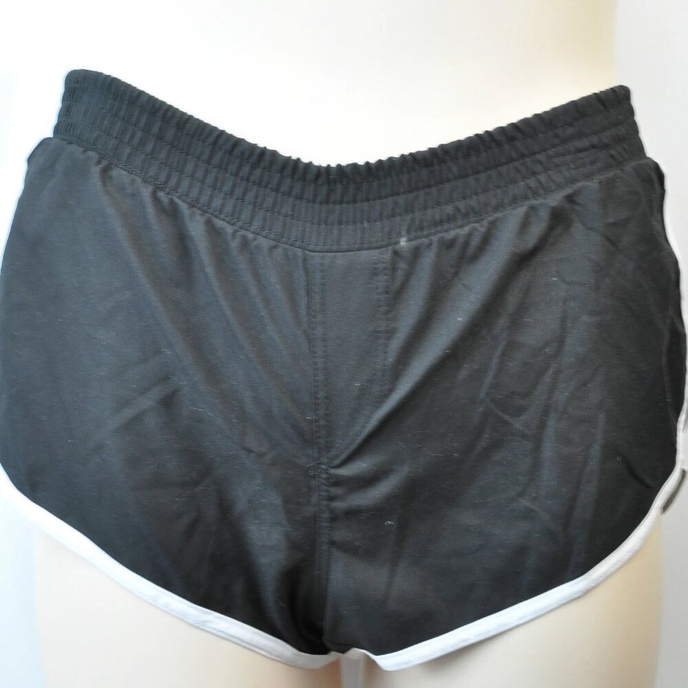 Black with White Trim Board Shorts Bottom Swimwear Size M